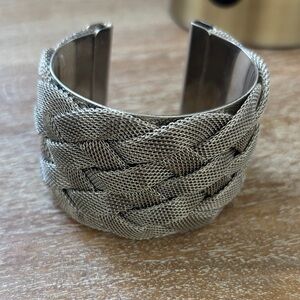 Silver Braided Cuff Bracelet